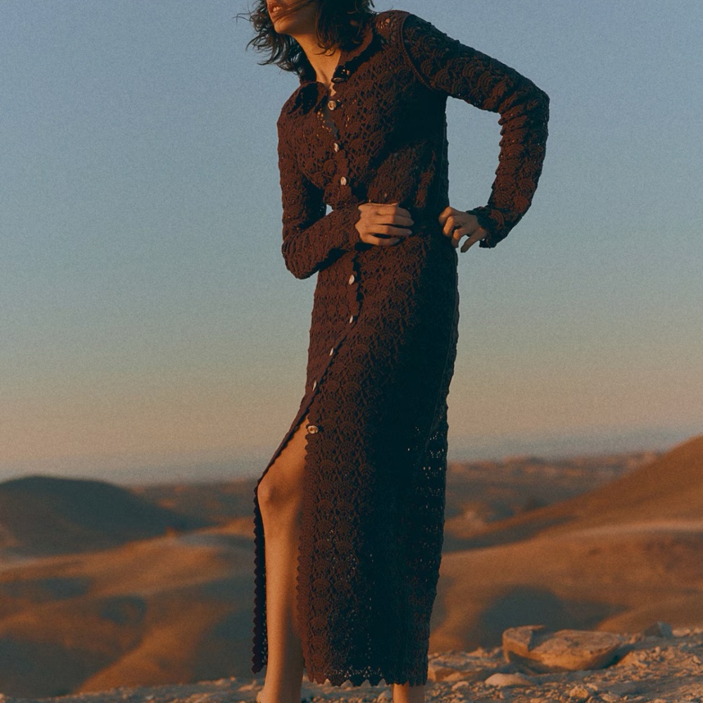 NWT H&M brown crochet dress / skirt set